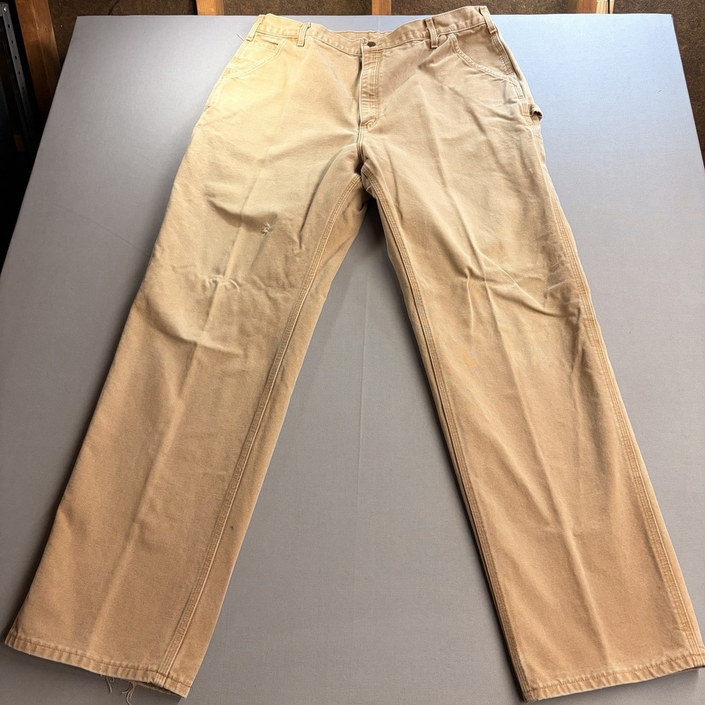 Vintage Carhartt B11 Men’s 38x32 Brown Duck Carpenter Pants USA Distressed